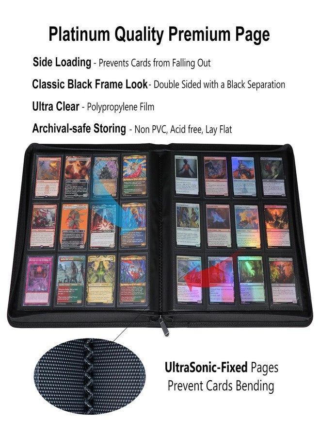 Rieton 12 Pocket 1104 Card Binder, Large Ringless Side Loading Pockets Trading Card Album Folder for TCG - Image 3